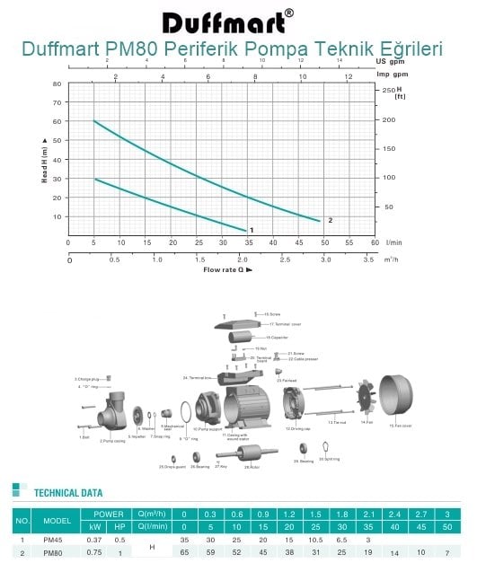 Duffmart PM80 Periferik Pompa 